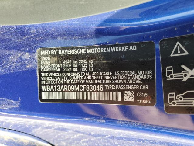 WBA13AR09MCF83046 - 2021 BMW M440XI BLUE photo 12