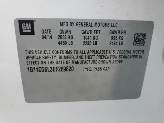 1G11C5SL3EF269820 - 2014 CHEVROLET MALIBU 1LT Ақ фото 13