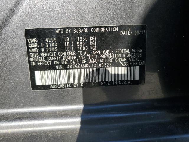 4S3GKAM62J3603528 - 2018 SUBARU IMPREZA SPORT CHARCOAL photo 12