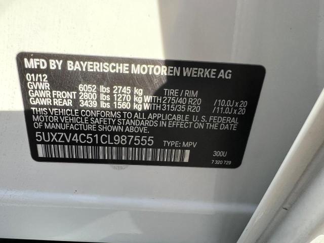 5UXZV4C51CL987555 - 2012 BMW X5 XDRIVE35I WHITE photo 10