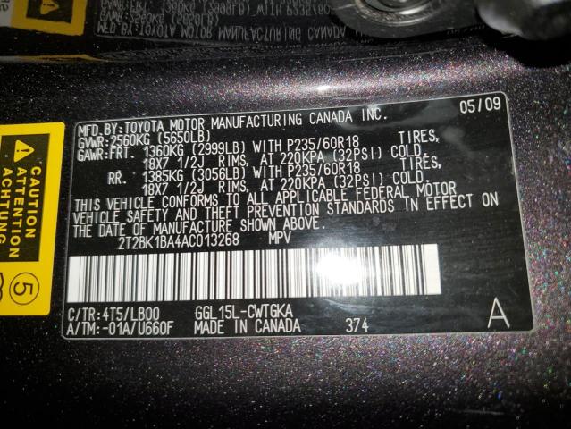 2T2BK1BA4AC013268 - 2010 LEXUS RX 350 CHARCOAL photo 13