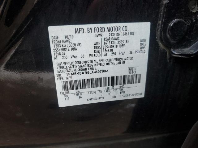 1FM5K8AB9LGA97902 - 2020 FORD EXPLORER POLICE INTERCEPTOR შავი ფოტო 13