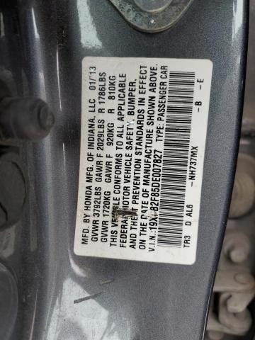 19XFB2F85DE007827 - 2013 HONDA CIVIC EX GRAY photo 13