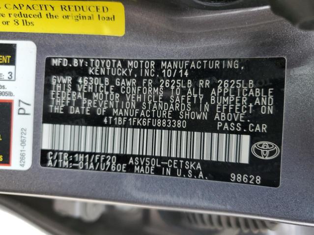 4T1BF1FK6FU883380 - 2015 TOYOTA CAMRY LE GRAY photo 12