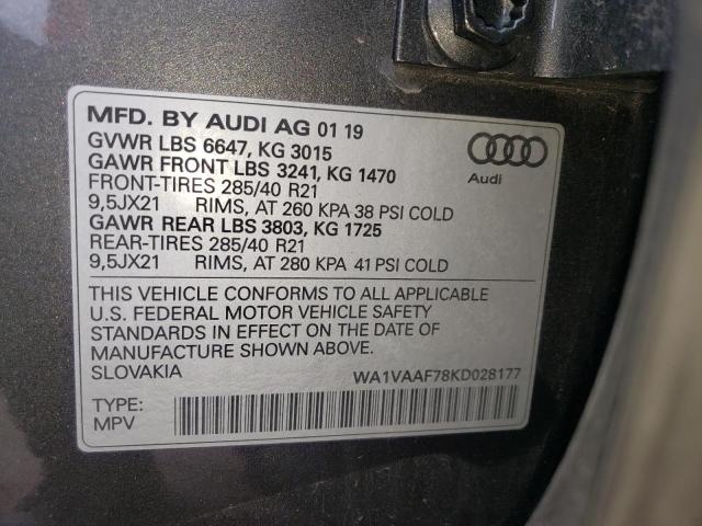 WA1VAAF78KD028177 - 2019 AUDI Q7 PRESTIGE CHARCOAL photo 14
