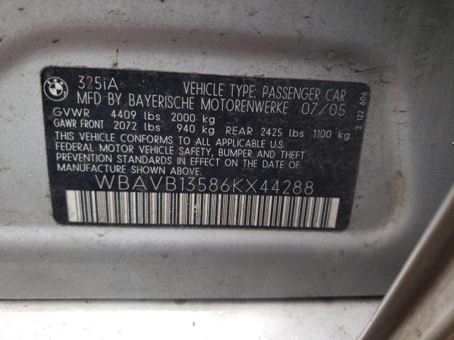 WBAVB13586KX44288 - 2006 BMW 325 I SILVER photo 12