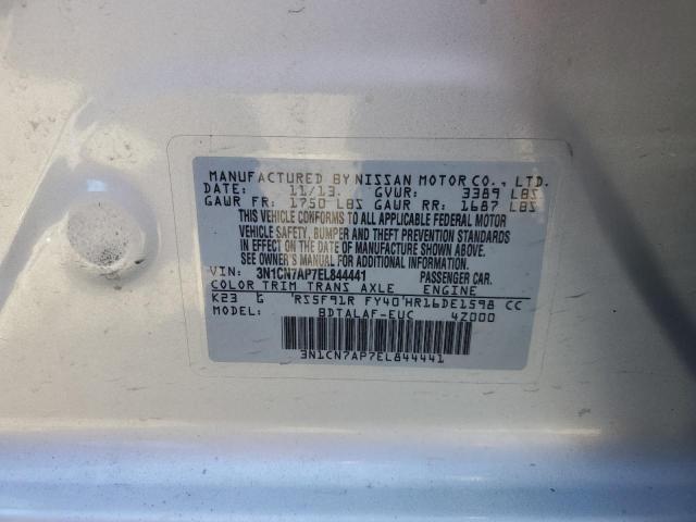 3N1CN7AP7EL844441 - 2014 NISSAN VERSA S SILVER photo 12