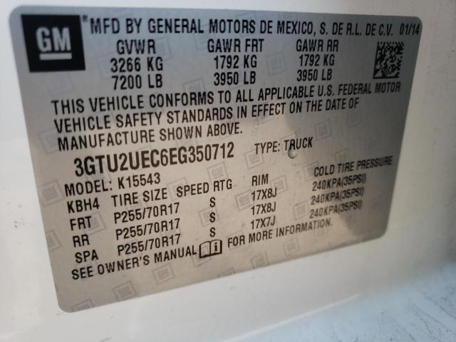 3GTU2UEC6EG350712 - 2014 GMC SIERRA K1500 SLE WHITE photo 12