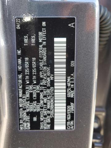 5TDGZRBH0NS213109 - 2022 TOYOTA HIGHLANDER XLE GRAY photo 13
