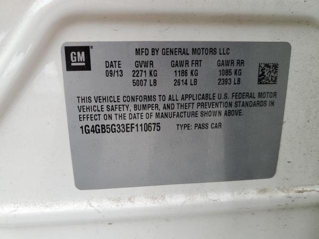 1G4GB5G33EF110675 - 2014 BUICK LACROSSE WHITE photo 12