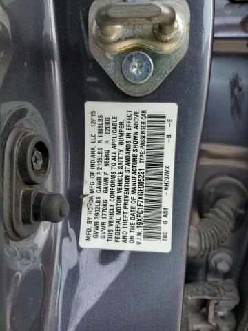 19XFC1F7XGE005221 - 2016 HONDA CIVIC EXL GRAY photo 12