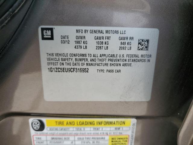 1G1ZC5EU9CF316952 - 2012 CHEVROLET MALIBU 1LT 棕色 照片 12