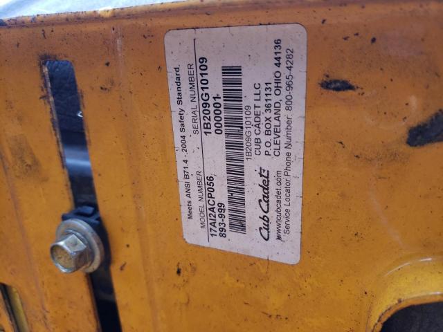 1B209G10109000001 - 2015 CUB LAWN MOWER YELLOW photo 10