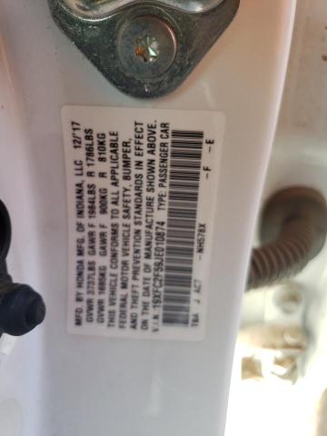 19XFC2F59JE010874 - 2018 HONDA CIVIC LX Սպիտակ լուսանկար 13