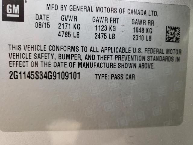 2G1145S34G9109101 - 2016 CHEVROLET IMPALA LTZ SILVER photo 12