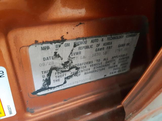 KL1TD66697B733718 - 2007 CHEVROLET AVEO BASE Narıncı foto 10