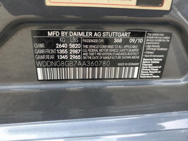 WDDNG8GB7AA360780 - 2010 MERCEDES-BENZ S 550 4MATIC GRAY photo 12