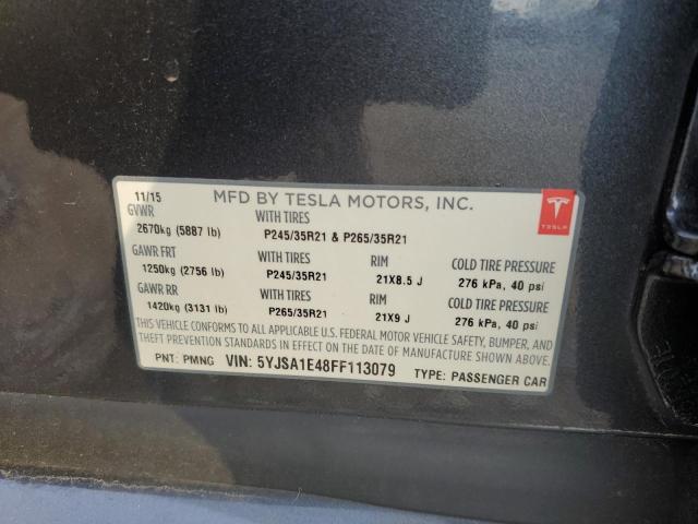 5YJSA1E48FF113079 - 2015 TESLA MODEL S GRAY photo 13