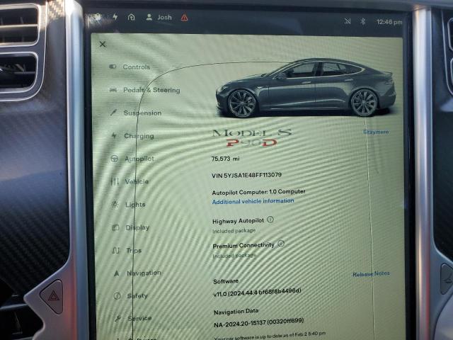 5YJSA1E48FF113079 - 2015 TESLA MODEL S GRAY photo 9