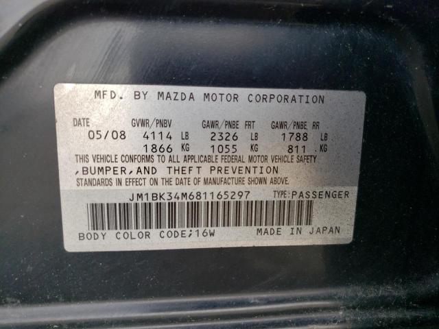 JM1BK34M681165297 - 2008 MAZDA SPEED 3 შავი ფოტო 12