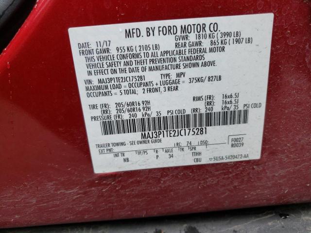 MAJ3P1TE2JC175281 - 2018 FORD ECOSPORT SE RED photo 12