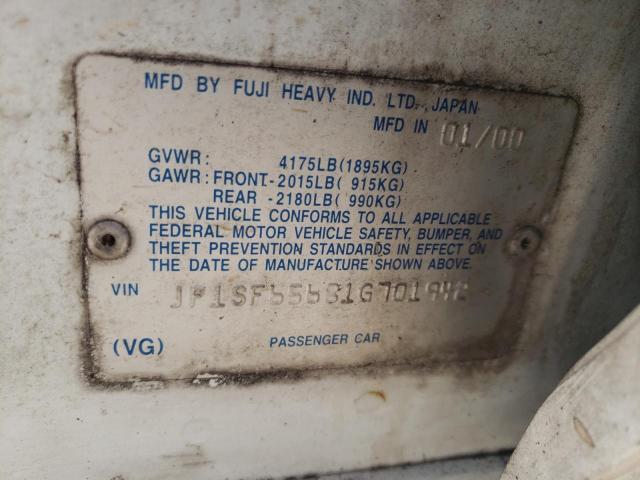 JF1SF65681G701942 - 2001 SUBARU FORESTER S თეთრი ფოტო 12