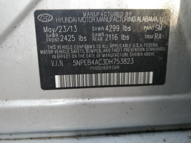 5NPEB4AC3DH753823 - 2013 HYUNDAI SONATA GLS SILVER photo 12