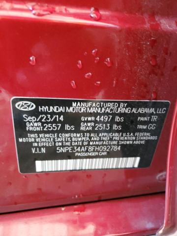 5NPE34AF8FH092784 - 2015 HYUNDAI SONATA SPORT BURGUNDY photo 12