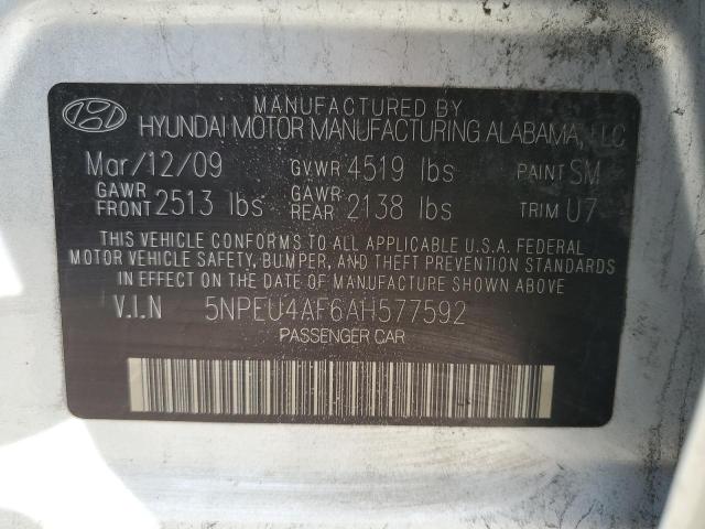 5NPEU4AF6AH577592 - 2010 HYUNDAI SONATA SE SILVER photo 12