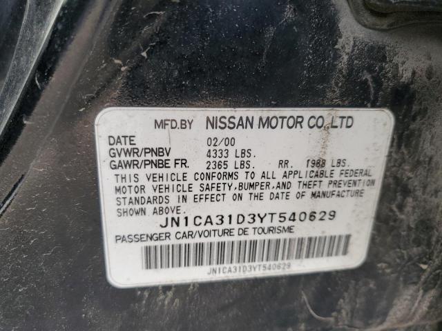 JN1CA31D3YT540629 - 2000 NISSAN MAXIMA GLE BLACK photo 12