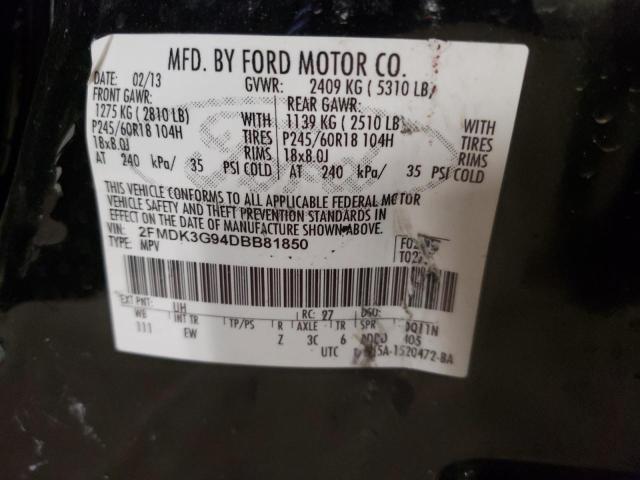 2FMDK3G94DBB81850 - 2013 FORD EDGE SE BLACK photo 13