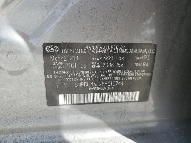 5NPDH4AE2EH510744 - 2014 HYUNDAI ELANTRA SE GRAY photo 12