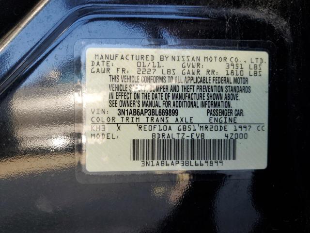 3N1AB6AP3BL669899 - 2011 NISSAN SENTRA 2.0 BLACK photo 12