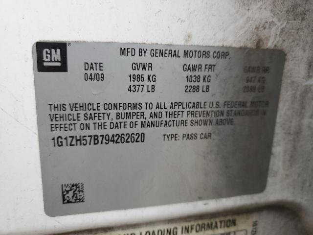 1G1ZH57B794262620 - 2009 CHEVROLET MALIBU 1LT WHITE photo 13