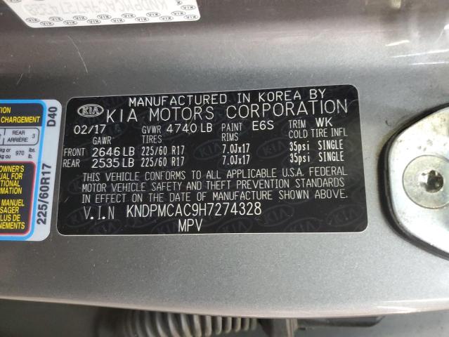 KNDPMCAC9H7274328 - 2017 KIA SPORTAGE LX GRAY photo 12