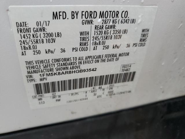 1FM5K8AR8HGB93542 - 2017 FORD EXPLORER POLICE INTERCEPTOR 白色 照片 13