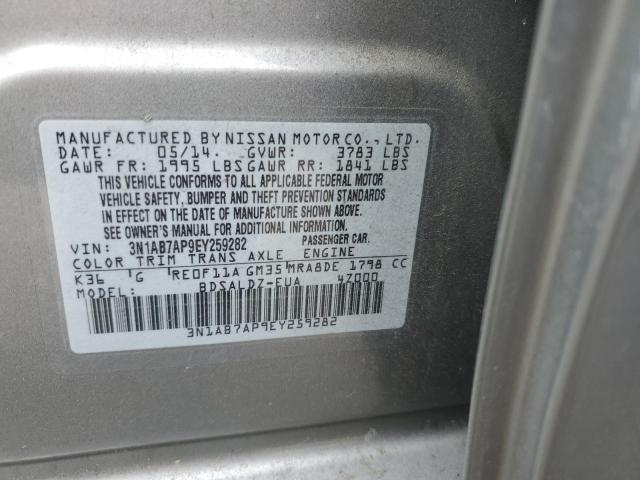 3N1AB7AP9EY259282 - 2014 NISSAN SENTRA S GRAY photo 12