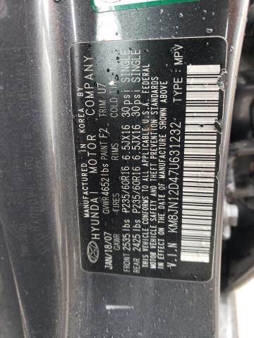 KM8JN12D47U631232 - 2007 HYUNDAI TUCSON SE GRAY photo 13