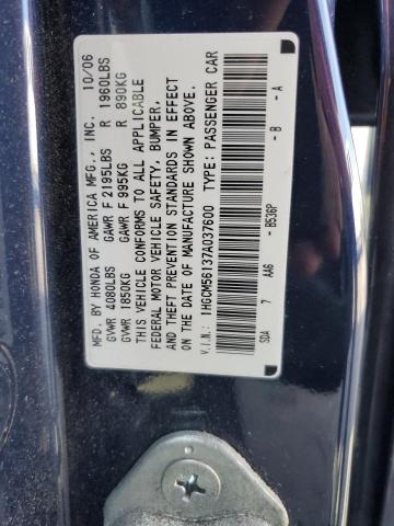 1HGCM56137A037600 - 2007 HONDA ACCORD VALUE BLUE photo 12