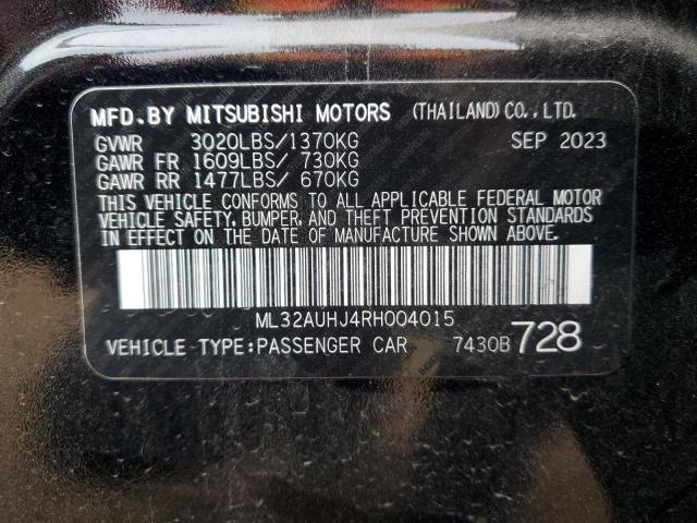 ML32AUHJ4RH004015 - 2024 MITSUBISHI MIRAGE ES შავი ფოტო 12