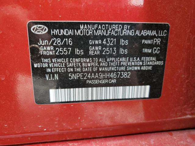 5NPE24AA9HH467382 - 2017 HYUNDAI SONATA ECO RED photo 12