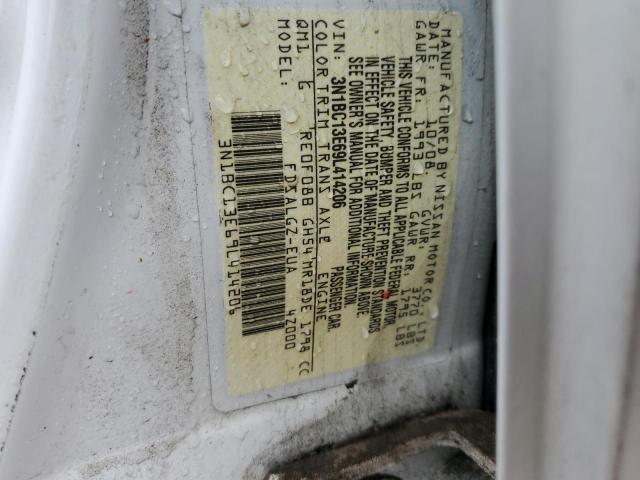 3N1BC13E69L414206 - 2009 NISSAN VERSA S WHITE photo 12