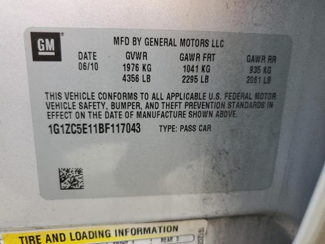 1G1ZC5E11BF117043 - 2011 CHEVROLET MALIBU 1LT 银色 照片 12