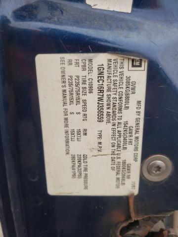 1GNEC16R7WJ356559 - 1998 CHEVROLET SUBURBAN C1500 BLUE photo 14