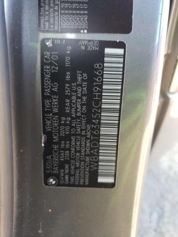 WBADT63452CH91668 - 2002 BMW 530 I AUTOMATIC GRAY photo 12