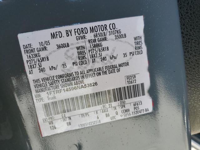 1FTRF14596NA53826 - 2006 FORD F150 GRAY photo 12