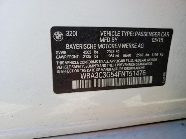 WBA3C3G54FNT51476 - 2015 BMW 320 I XDRIVE WHITE photo 12