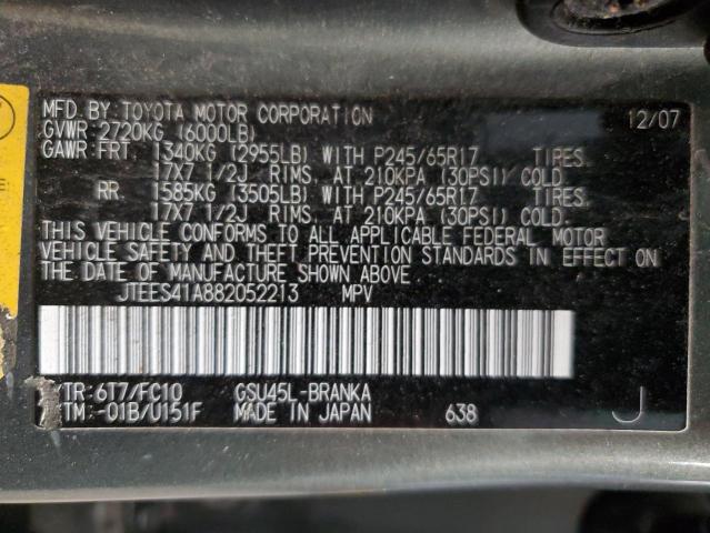 JTEES41A882052213 - 2008 TOYOTA HIGHLANDER GREEN photo 13