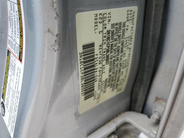 3N1BC1CP3BL380037 - 2011 NISSAN VERSA S SILVER photo 12