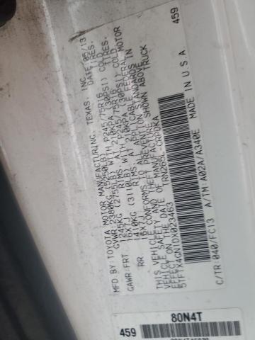 5TFTX4GN1DX023463 - 2013 TOYOTA TACOMA PRERUNNER ACCESS CAB WHITE photo 12